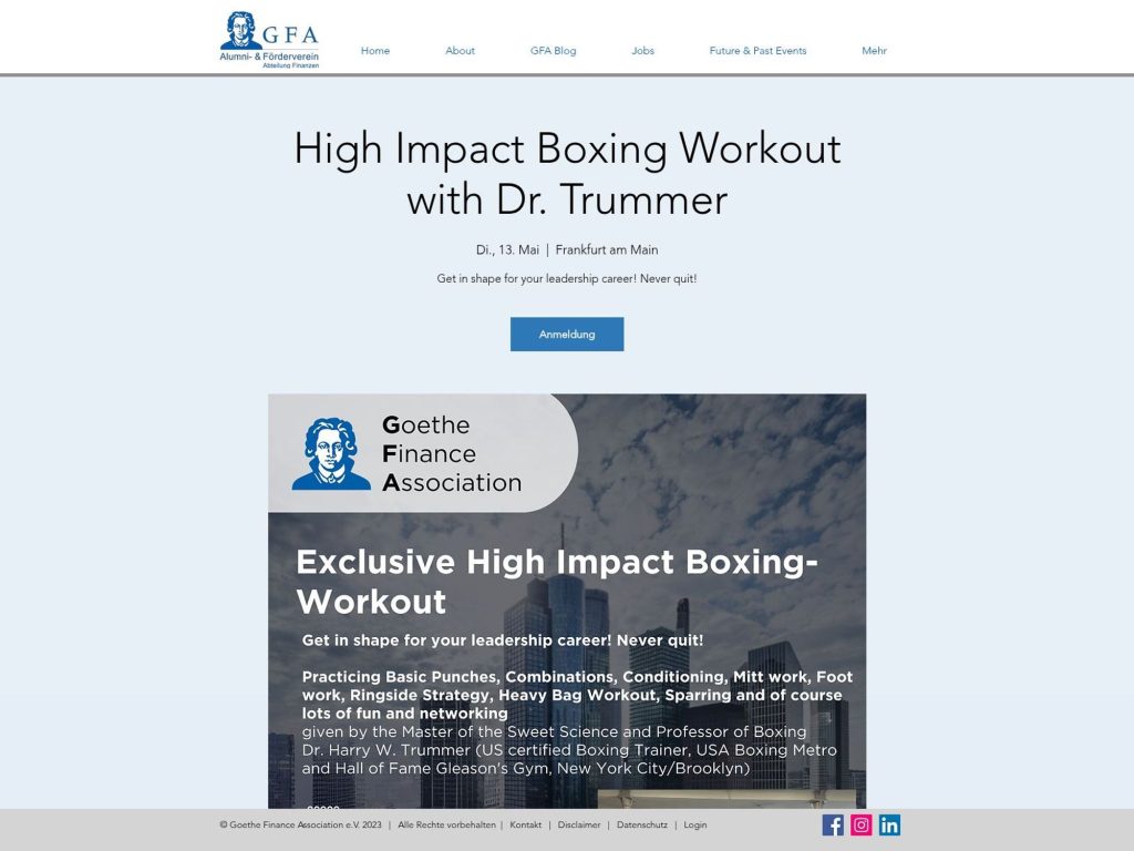 High Impact Boxing Workout with Dr. Trummer - Event screenshot