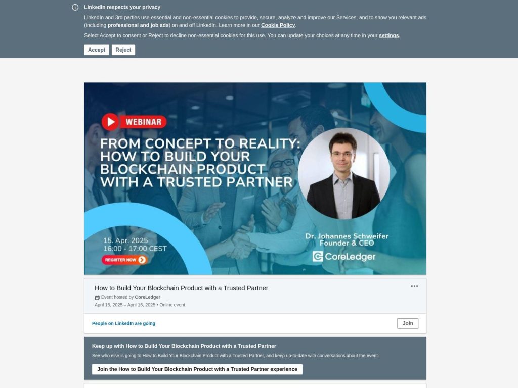 How to Build Your Blockchain Product with a Trusted Partner - Event screenshot