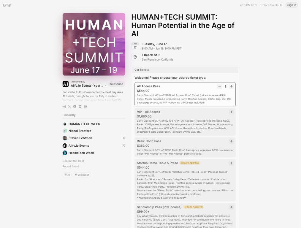 HUMAN+TECH SUMMIT: Human Potential in the Age of AI - Event screenshot