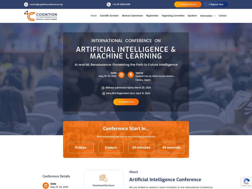 International Conference on Artificial Intelligence & Machine learning - Event screenshot