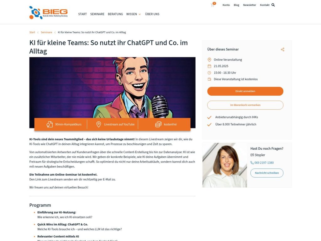 KI für kleine Teams: So nutzt ihr ChatGPT und Co. im Alltag - Event screenshot
