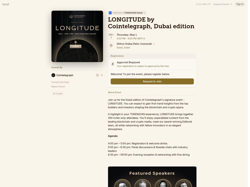 LONGITUDE by Cointelegraph, Dubai edition - Event screenshot