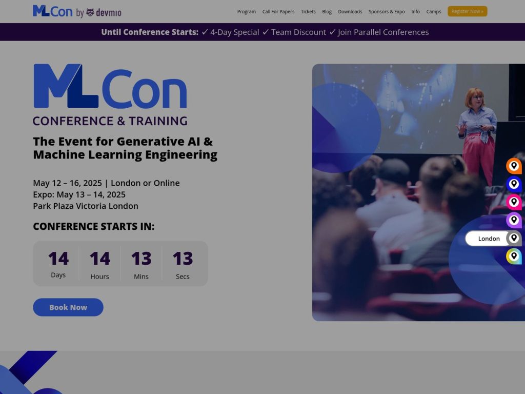 MLcon London 2025 - Event for Generative AI & Machine Learning Engineering - Event screenshot