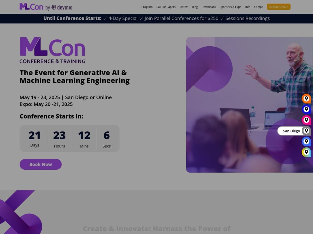 MLcon San Diego 2025 - Event for Generative AI & Machine Learning Engineering - Event screenshot