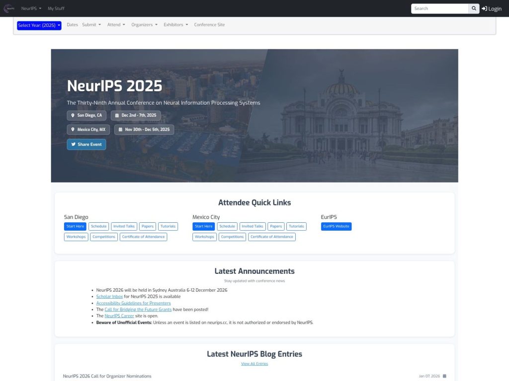 NeurIPS 2025 – Conference on Neural Information Processing Systems screenshot