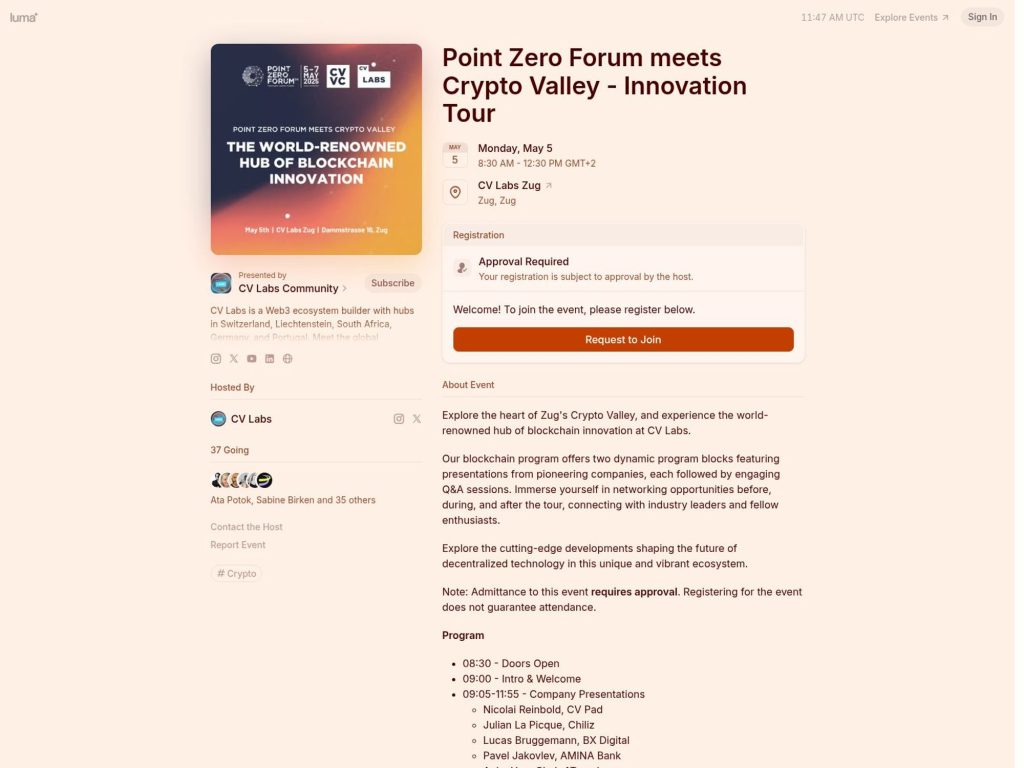 Point Zero Forum meets Crypto Valley - Innovation Tour - Event screenshot