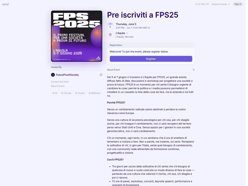 Pre iscriviti a FPS25 image