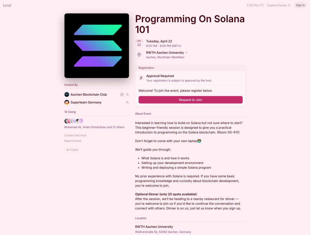 Programming On Solana 101 - Event screenshot