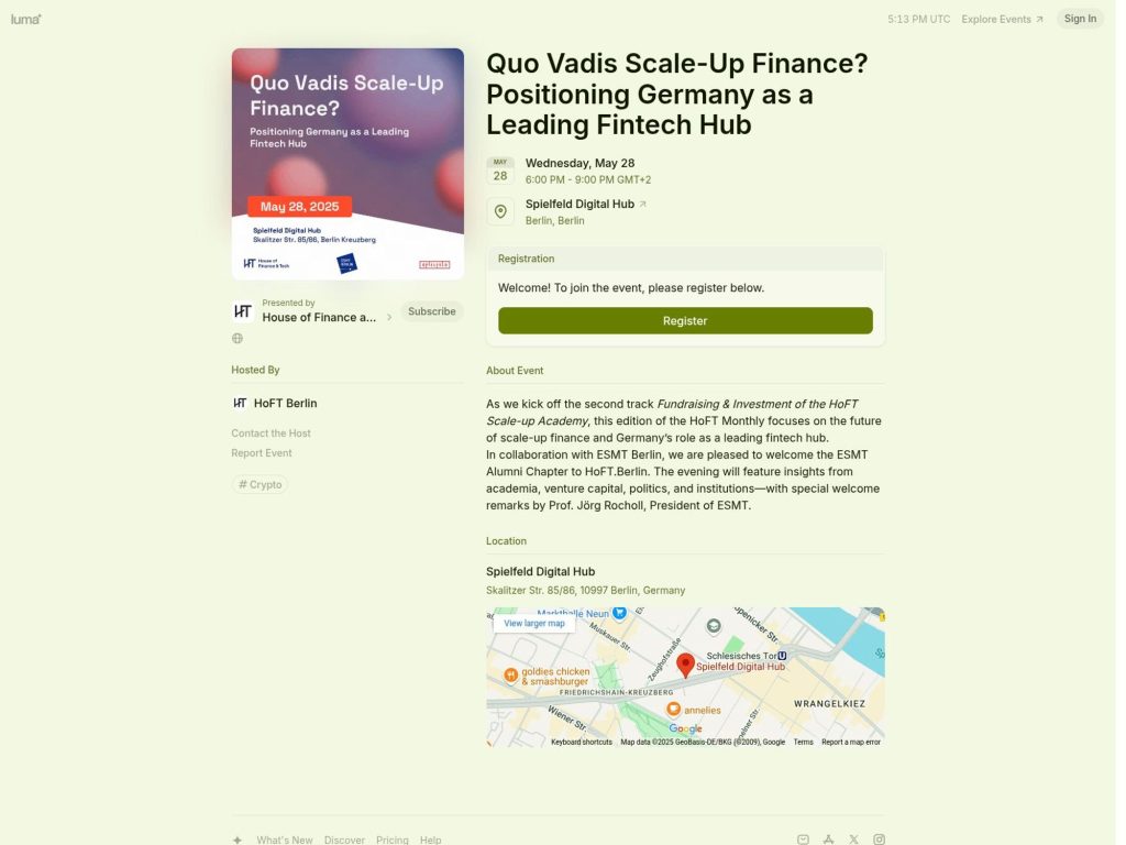Quo Vadis Scale-Up Finance? Positioning Germany as a Leading Fintech Hub - Event screenshot