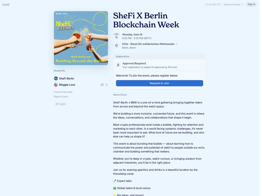 SheFi X Berlin Blockchain Week - Event screenshot