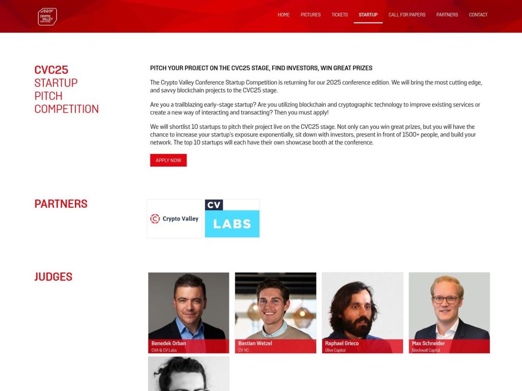 Startup Competition - Crypto Valley Conference - Event screenshot