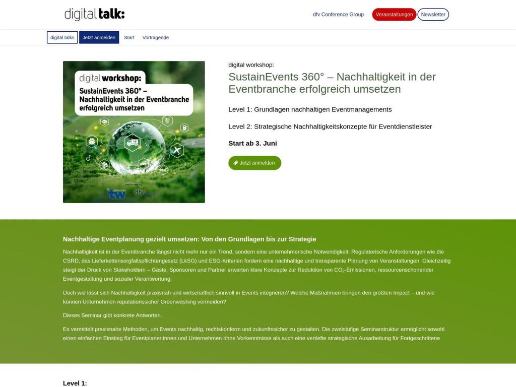 SustainEvents 360° – Nachhaltigkeit in der Eventbranche erfolgreich umsetzen - Event screenshot