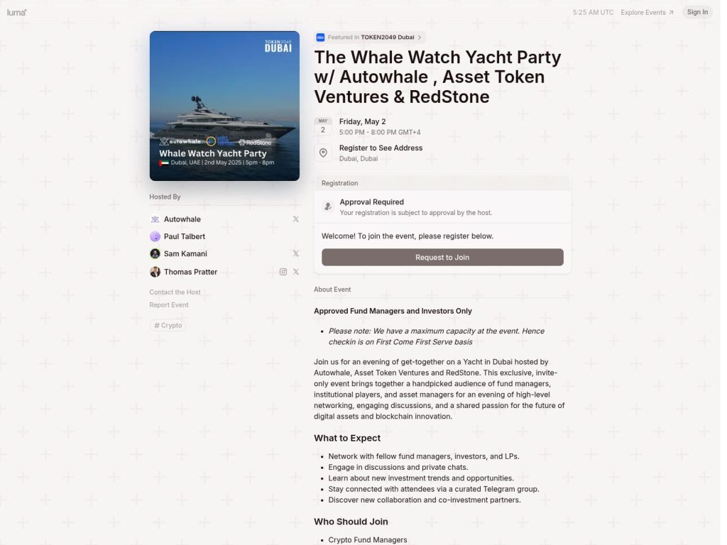 The Whale Watch Yacht Party w/ Autowhale , Asset Token Ventures & RedStone - Event screenshot