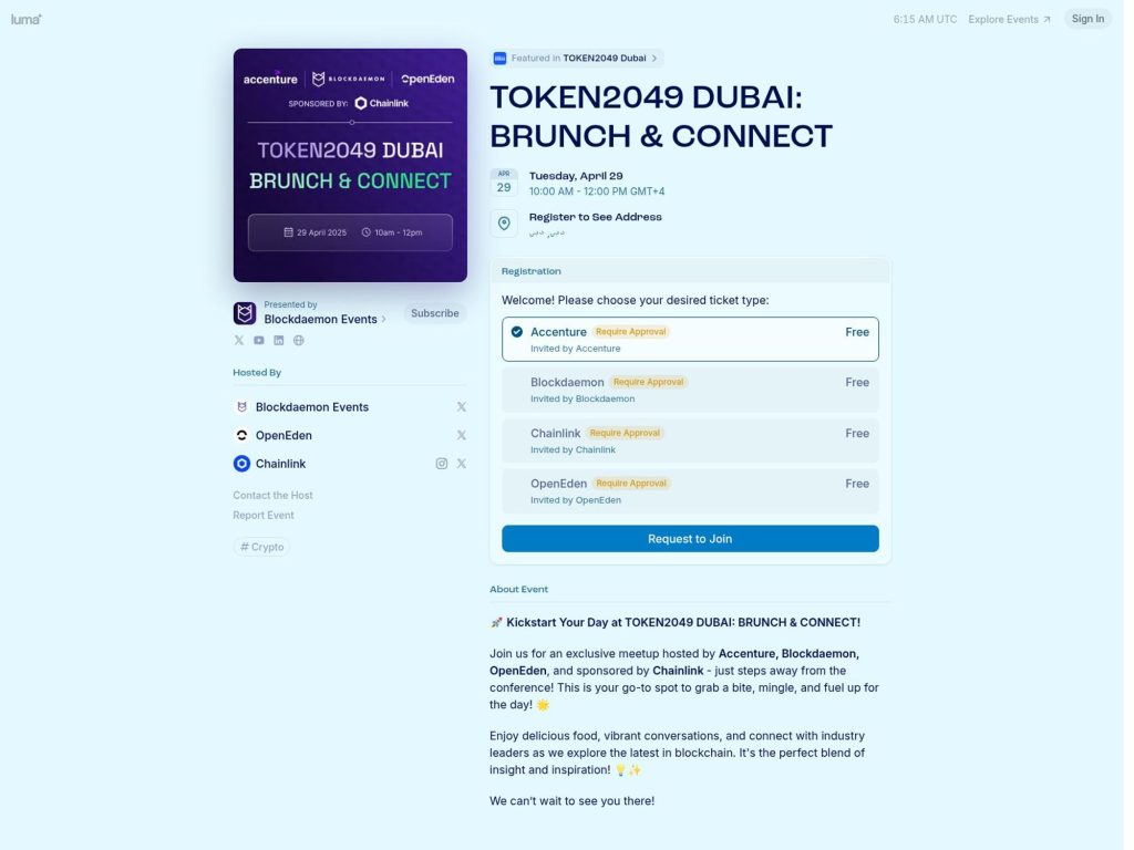 TOKEN2049 DUBAI: BRUNCH & CONNECT - Event screenshot