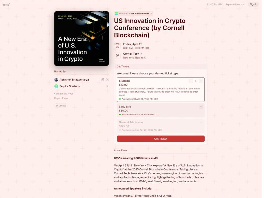 US Innovation in Crypto Conference image