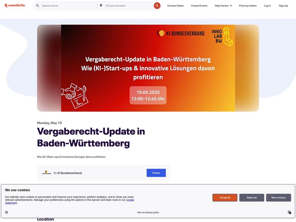 Vergaberecht-Update - Wie (KI-)Start-ups & innovative Lösungen davon profitieren - Event screenshot