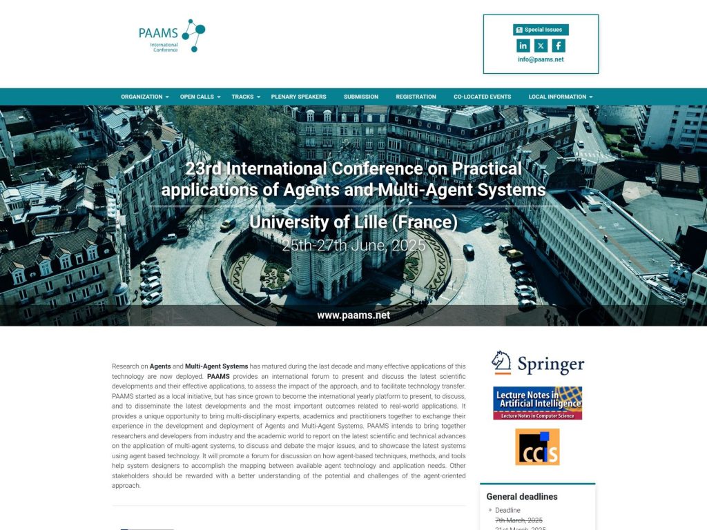 23rd International Conference on Practical applications of Agents and Multi-Agent Systems - Event screenshot