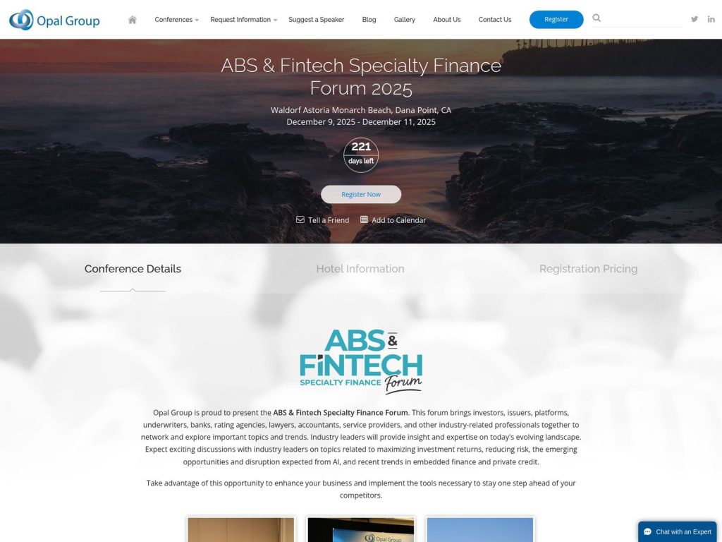 ABS & Fintech Specialty Finance Forum 2025 - Event screenshot