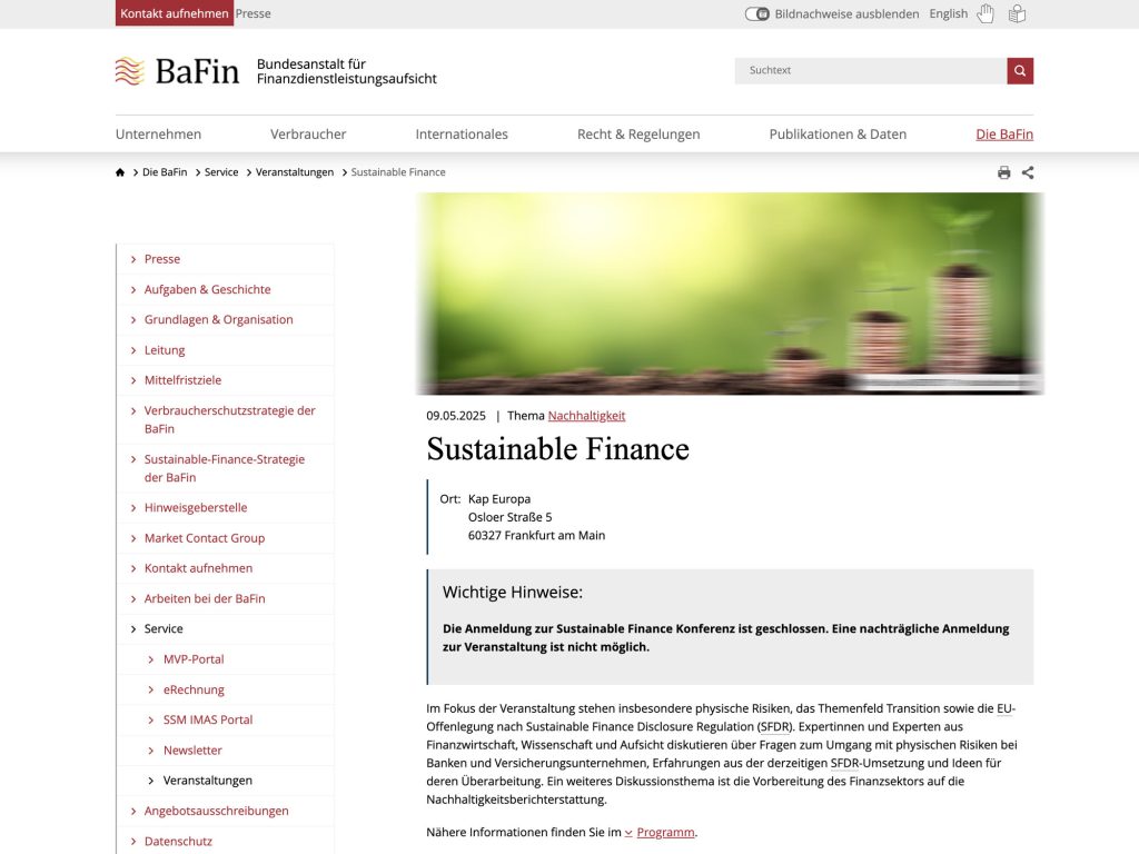 Bafin-Konferenz: Sustainable Finance - Event screenshot