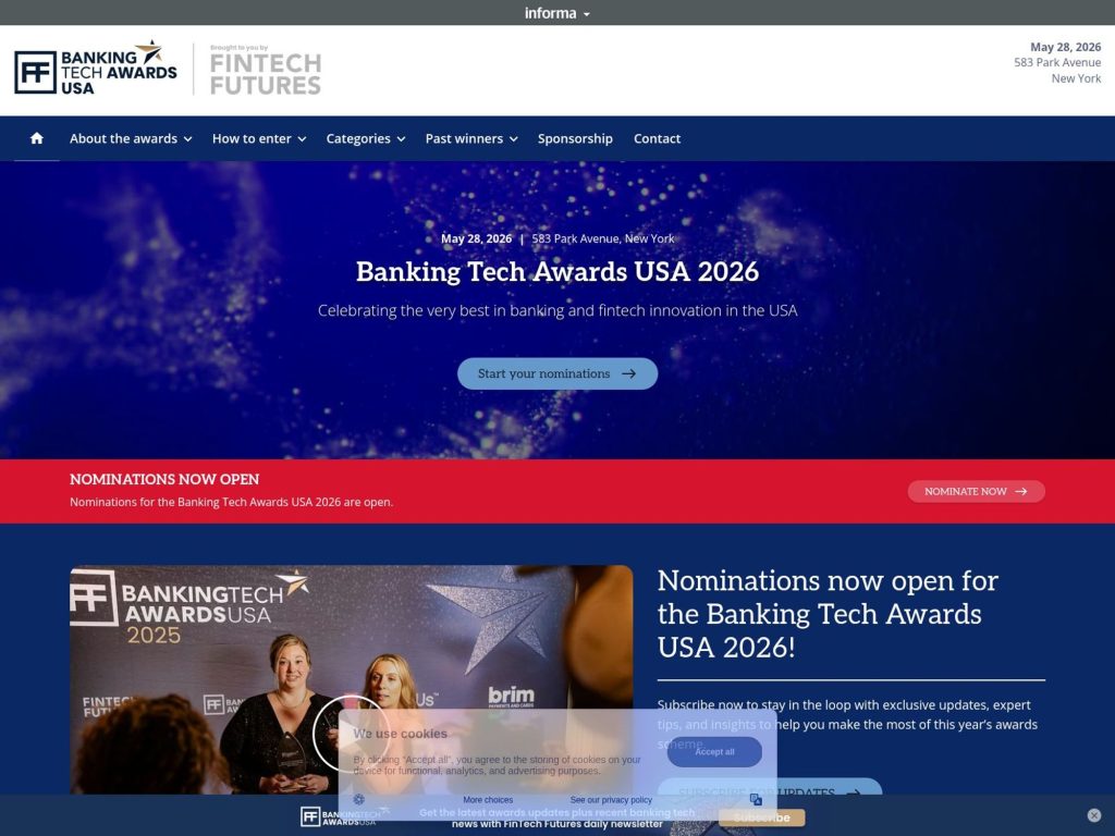 Banking Tech Awards USA 2026 website