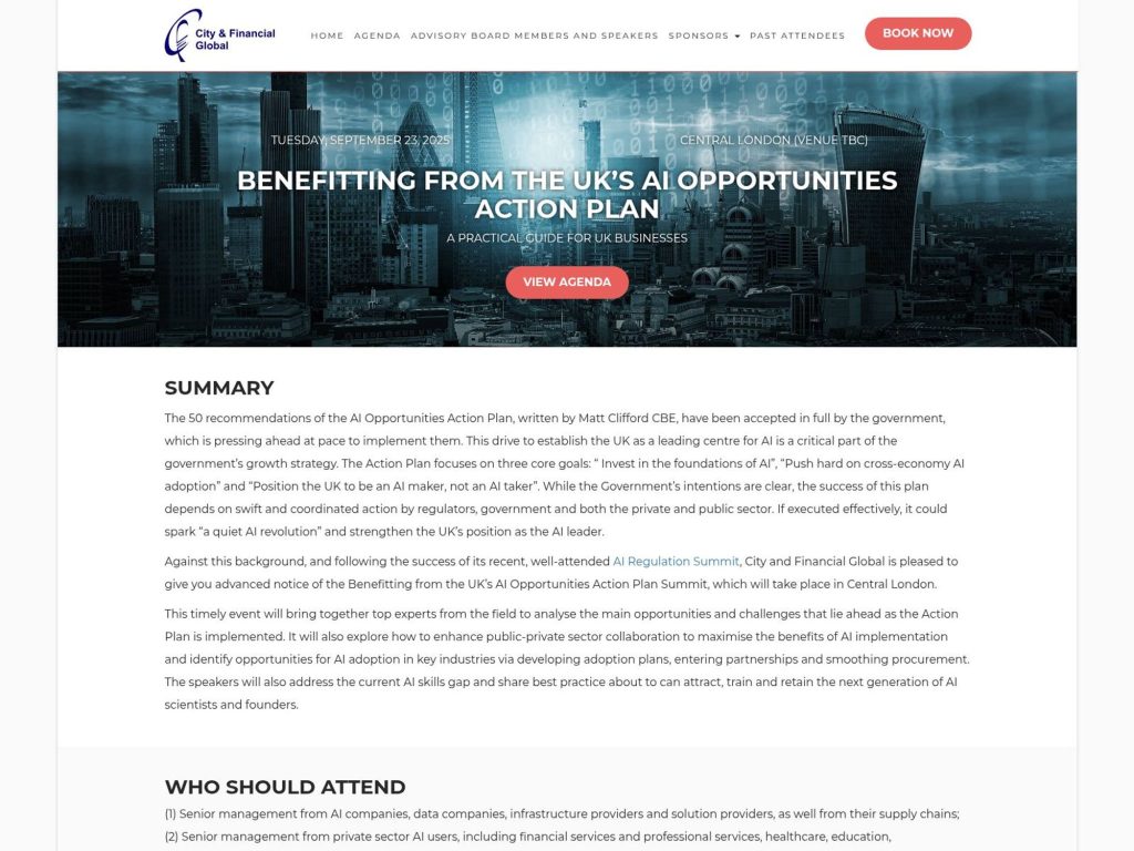 Benefitting from the UK’s AI Opportunities Action Plan Summit 2025 - Event screenshot