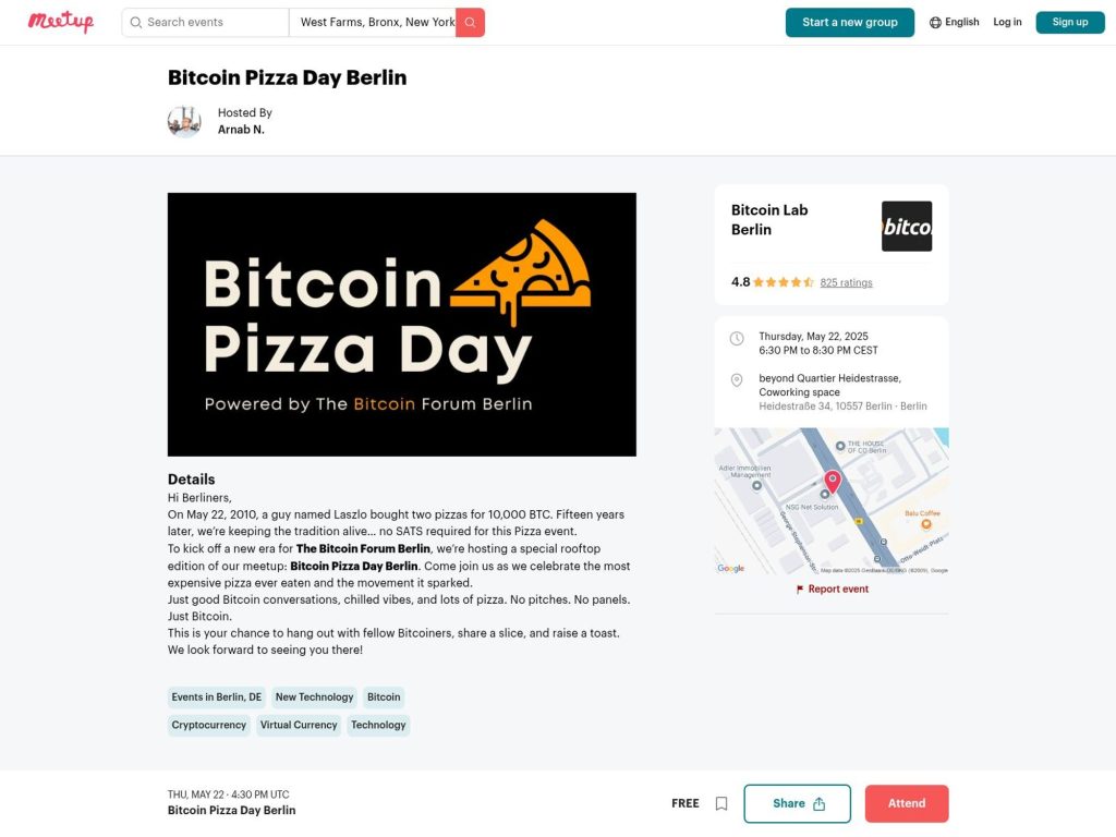 Bitcoin Pizza Day Berlin - Event screenshot