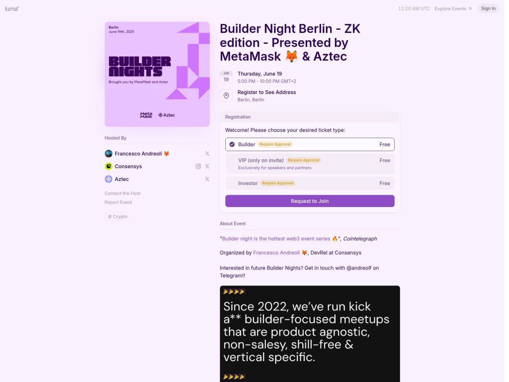 Builder Night Berlin - ZK edition - Event screenshot