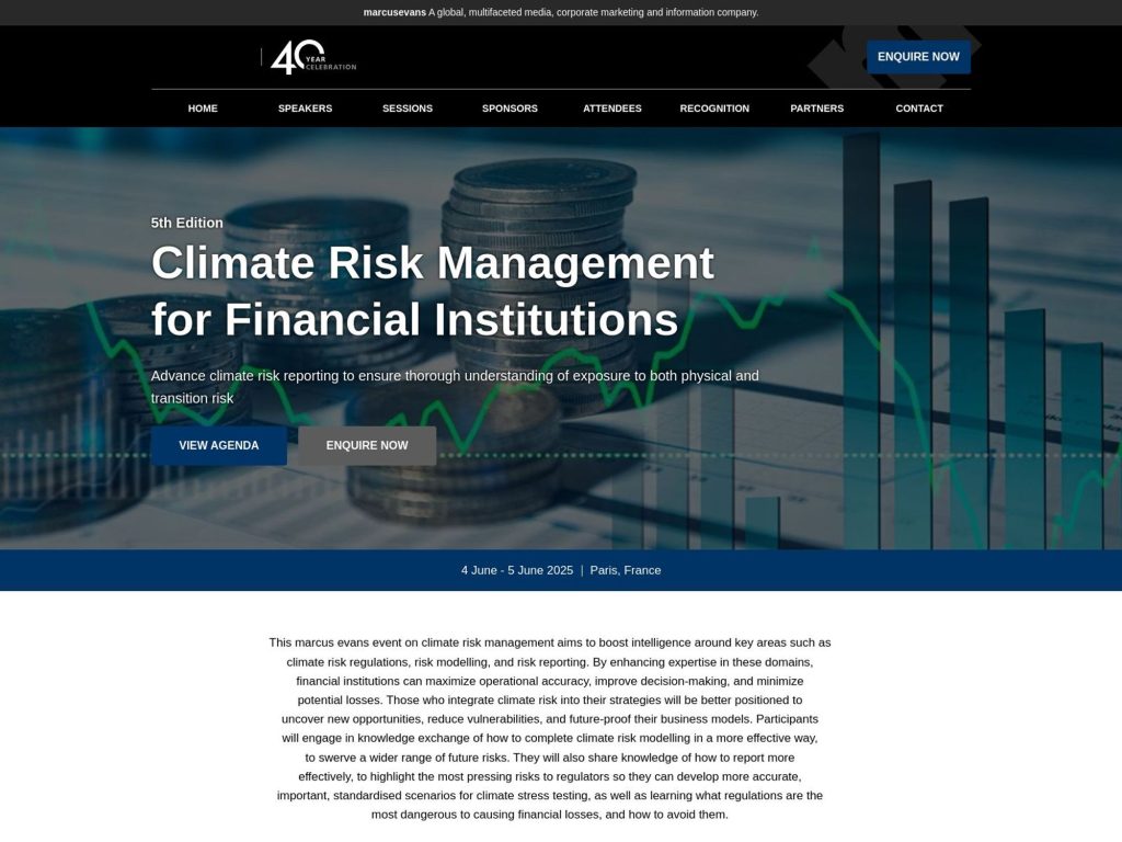 Climate Risk Management for Financial Institutions - Event screenshot
