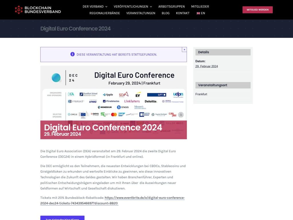 Digital Euro Conference 2024 - Event screenshot