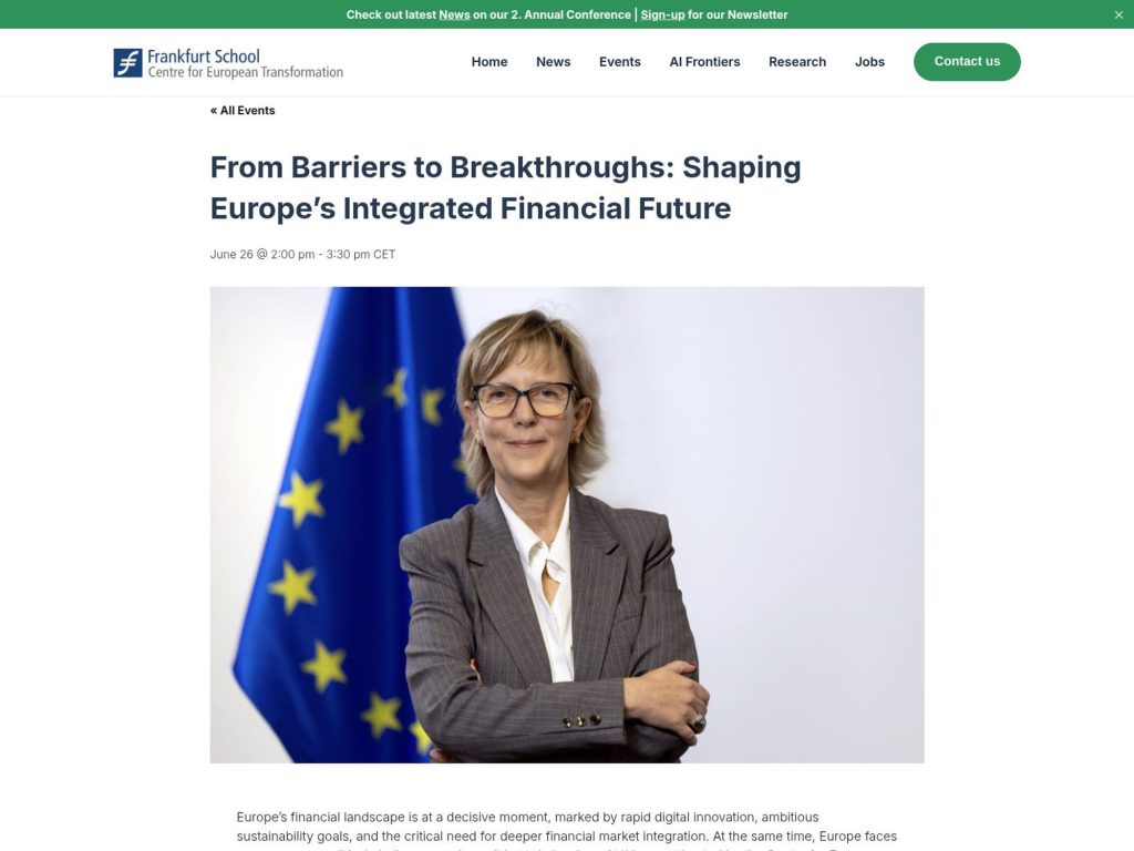 From Barriers to Breakthroughs: Shaping Europe’s Integrated Financial Future - Event screenshot