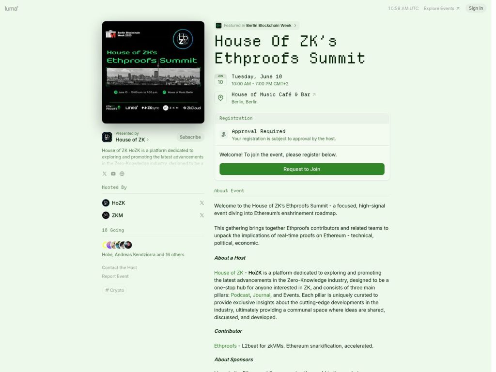 House of ZK's Ethproofs Summit - Event screenshot