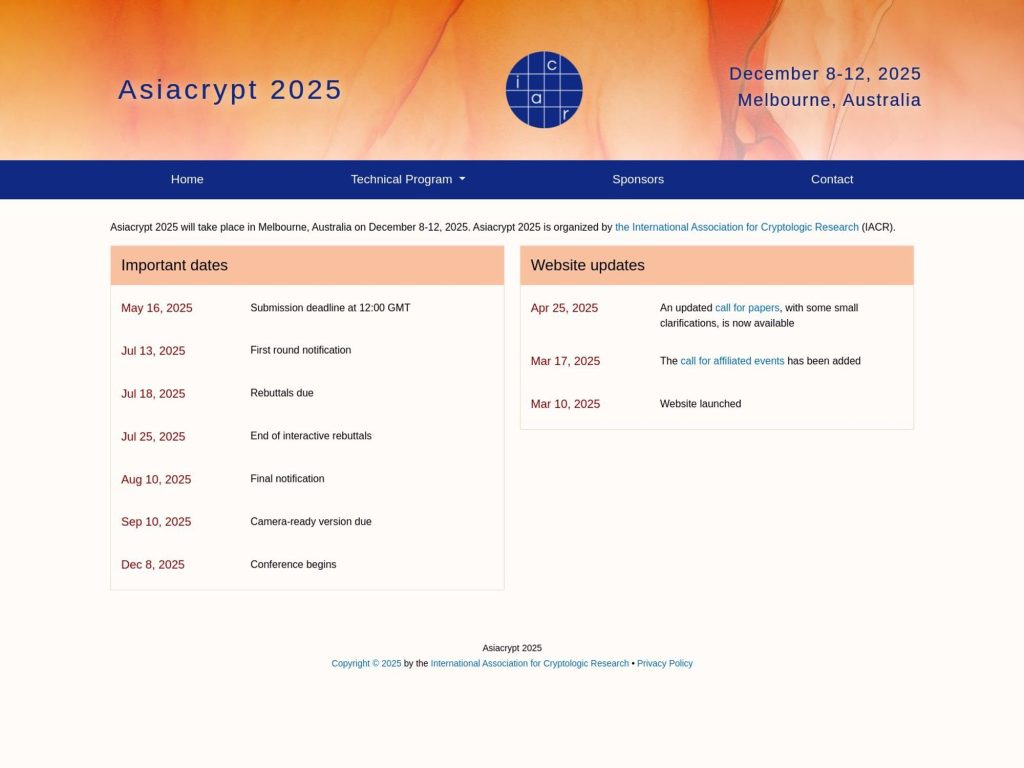 IACR Asiacrypt 2025 image