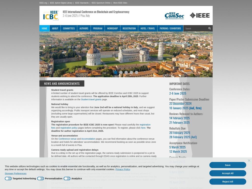 IEEE International Conference on Blockchain and Cryptocurrency - Event screenshot