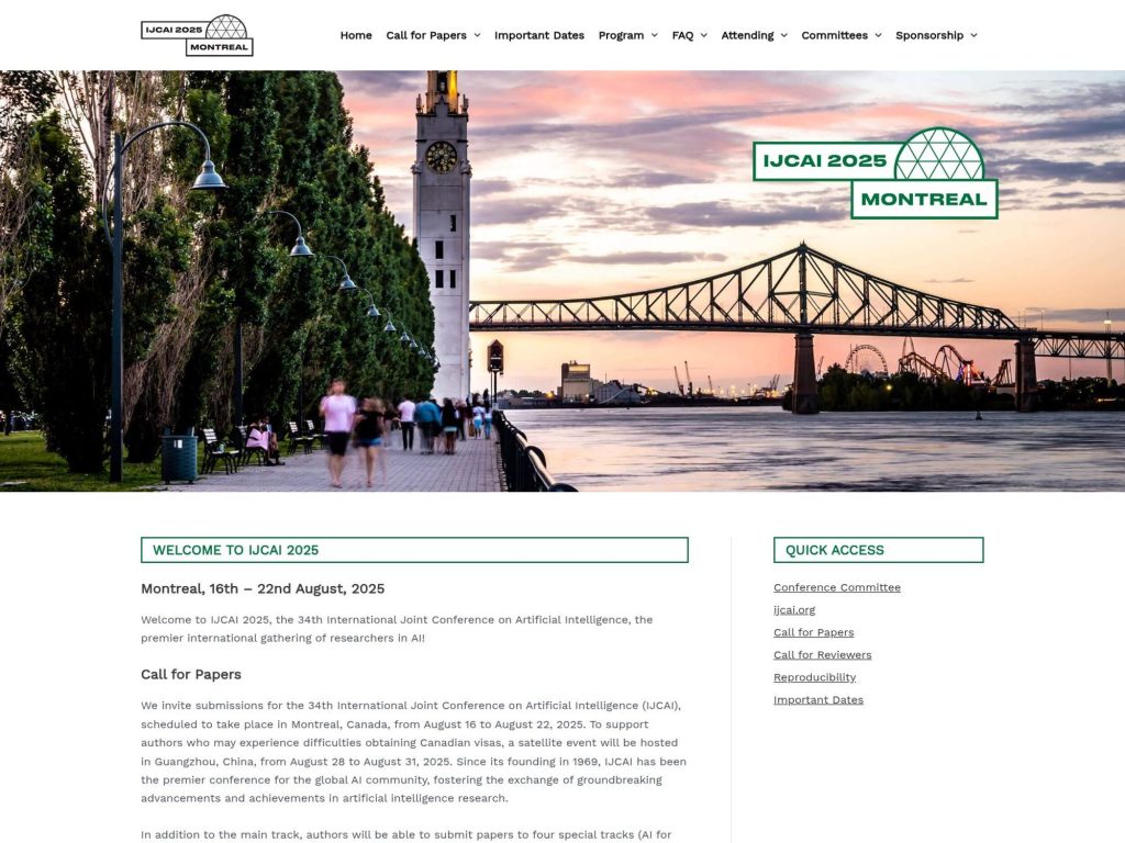 IJCAI 2025 – International Joint Conference on Artificial Intelligence - Event screenshot