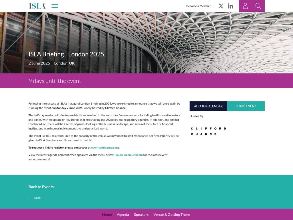 ISLA Briefing | London 2025 - Event screenshot