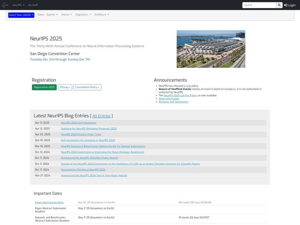 NeurIPS 2025 – Conference on Neural Information Processing Systems - Event screenshot
