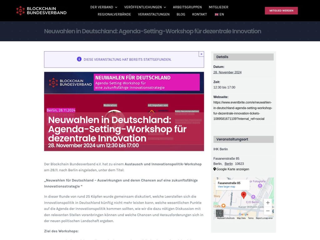 Neuwahlen in Deutschland: Agenda-Setting-Workshop für dezentrale Innovation - Event screenshot