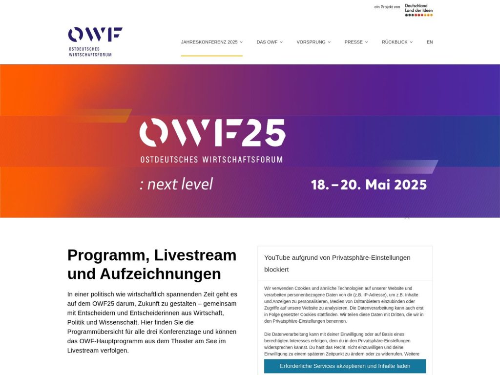 OWF 2025 - Ostdeutsches Wirtschaftsforum - Event screenshot