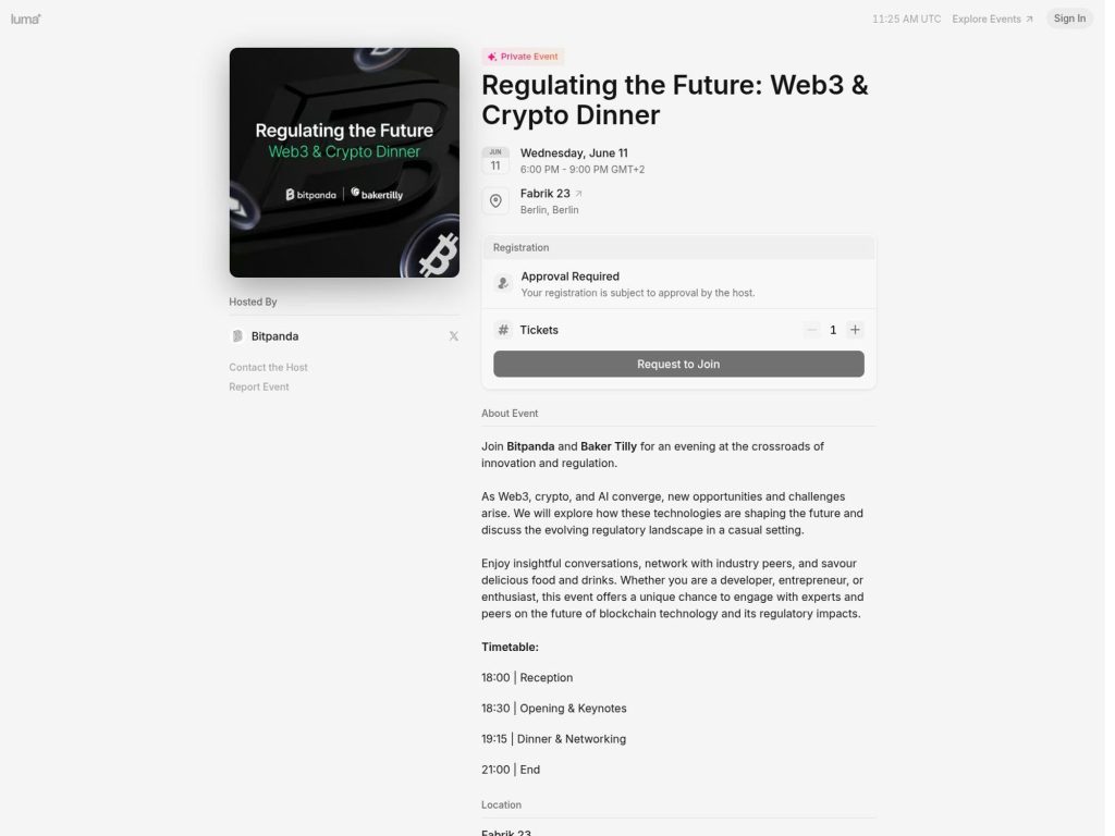 Regulating the Future: Web3 & Crypto Dinner - Event screenshot
