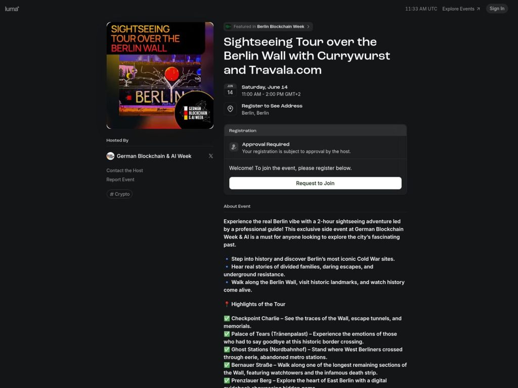 Sightseeing Tour over the Berlin Wall with Currywurst and Travala.com - Event screenshot