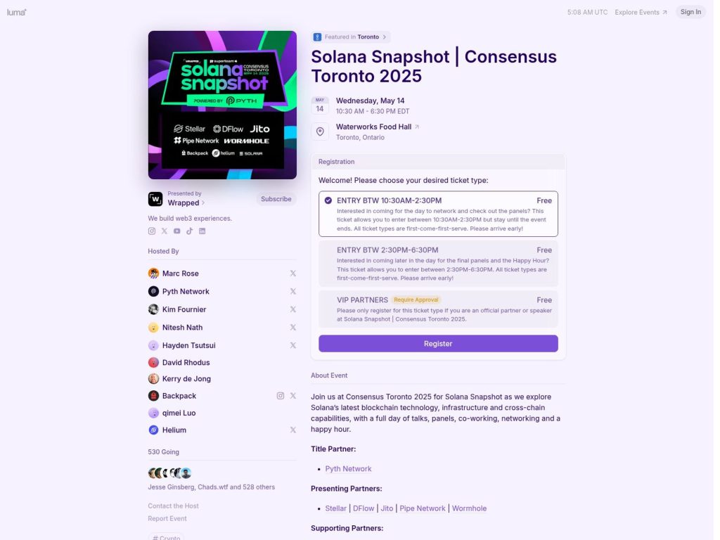 Solana Snapshot | Consensus Toronto 2025 - Event screenshot