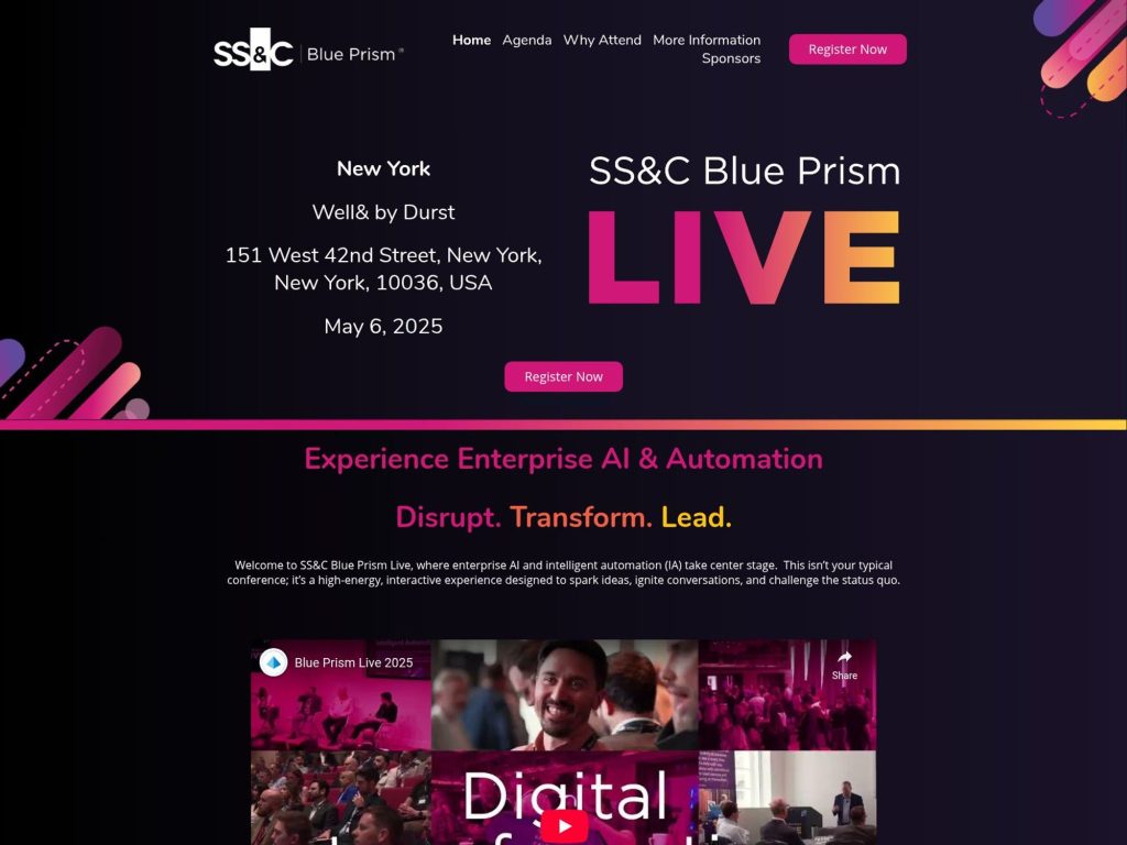 SS&C Blue Prism Live New York - Event screenshot