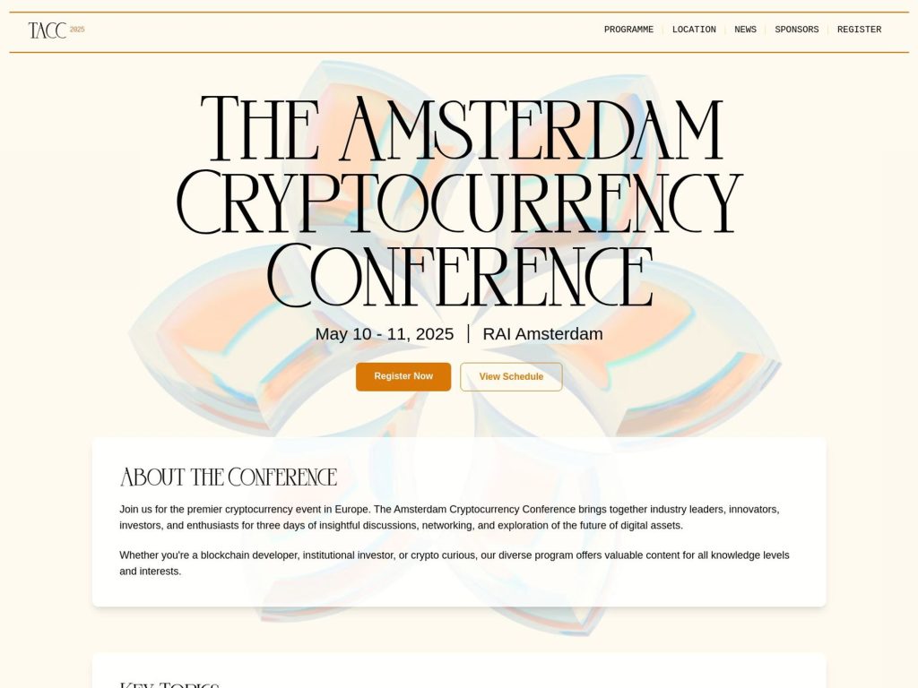 The Amsterdam Cryptocurrency Conference (TAMSCC) - Event screenshot