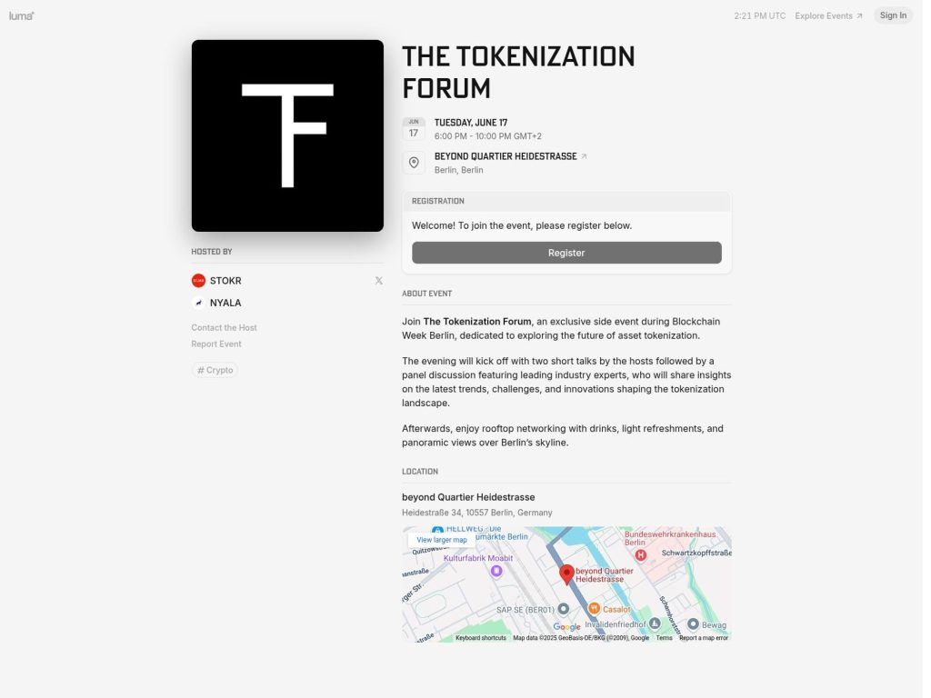 The Tokenization Forum - Event screenshot
