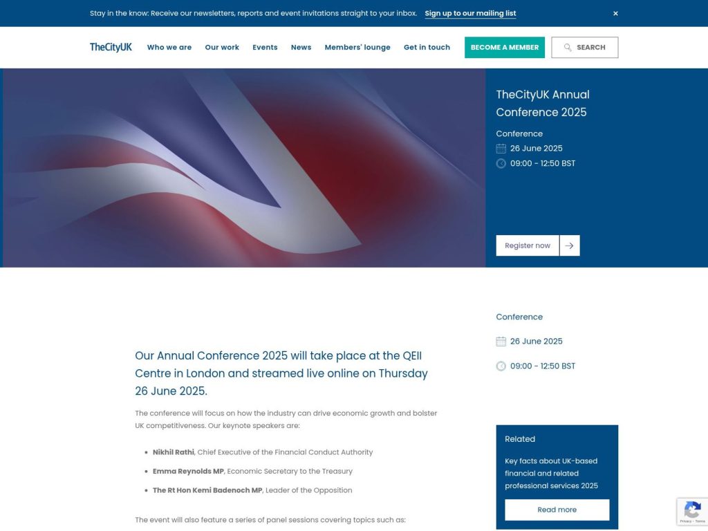 TheCityUK Annual Conference 2025 - Event screenshot