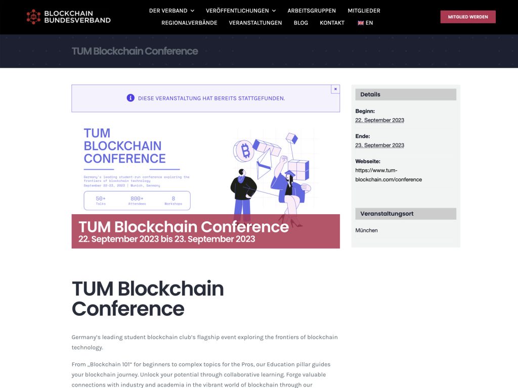 TUM Blockchain Conference 2023 - Event screenshot