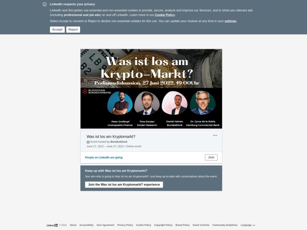 Was ist los am Kryptomarkt? – Panel Diskussion - Event screenshot