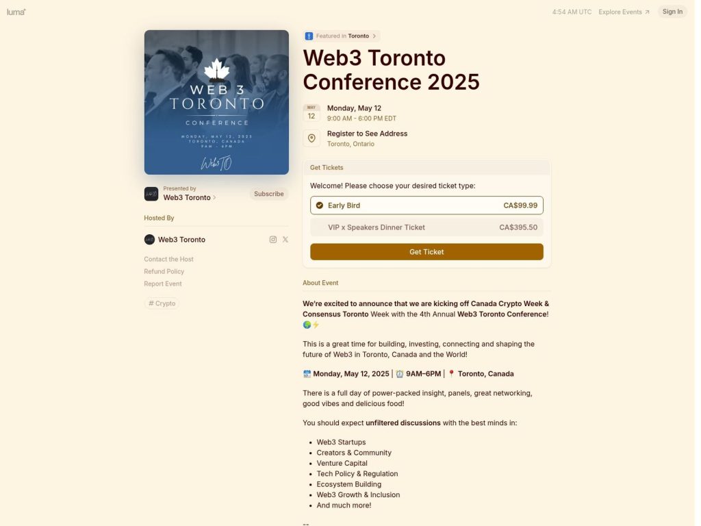 Web3 Toronto Conference 2025 - Event screenshot