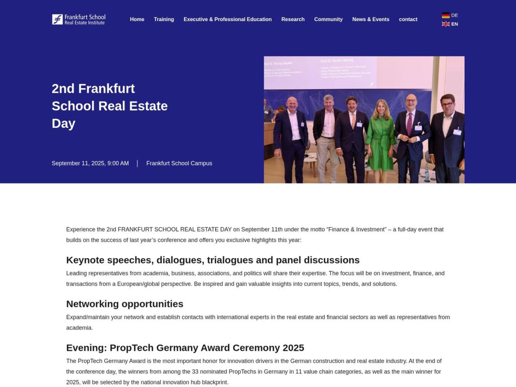 2. Frankfurt School Real Estate Day - Event screenshot