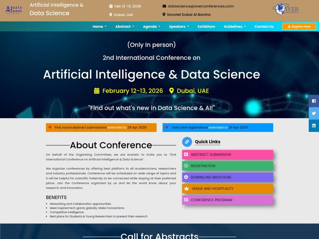 2nd International Conference on Artificial Intelligence & Data Science website